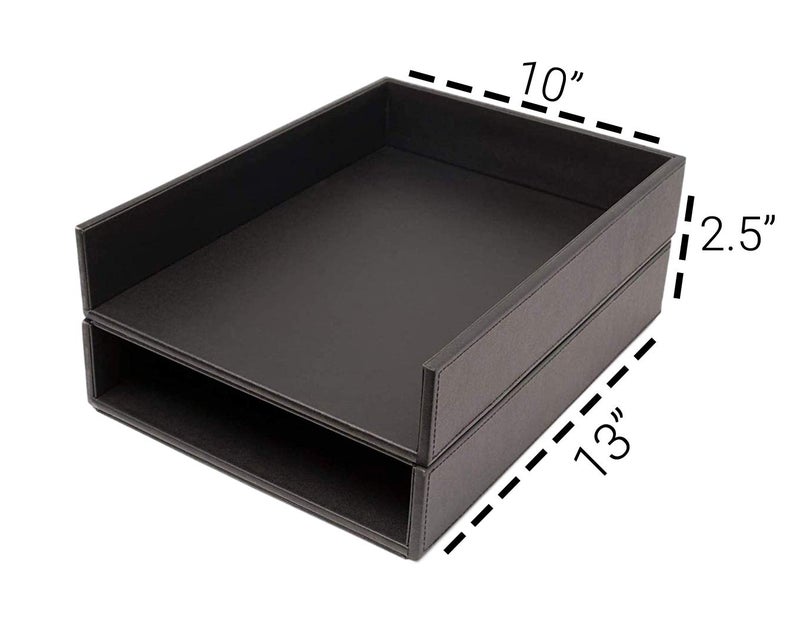 Castle Armory by Castle - Leatherette Two Stackable Paper Trays Desk Organizer - Clutter Organizer for Home, Office, Personal, and Employee Files (Two Paper Trays - Stackable) - Image 2
